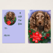 Étiquettes de nom de cadeau de Noël Boykin Spaniel (Devant & derrière)