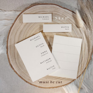 Étiquettes de nom de mariage beige pour menus Cart