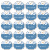 Étiquettes de nom de mariage floral bleu Something (Devant)