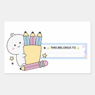 Étiquettes de nom de papeterie et crayon mignonnes