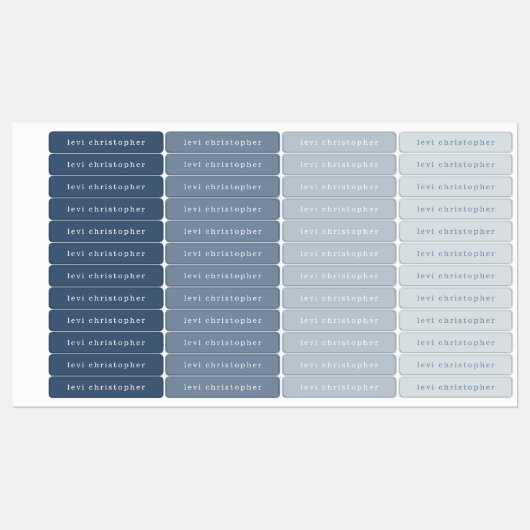 Étiquettes de nom d'enfant bleu simple (Feuille)