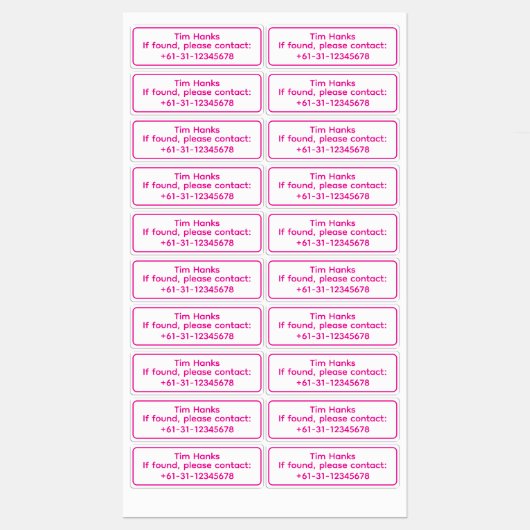Étiquettes de nom d'identification personnalisées (Feuille)