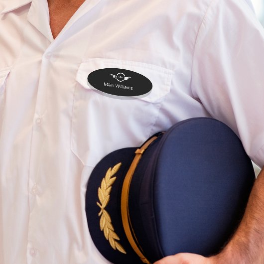 Étiquettes de nom du logo du Monogramme du pilote 