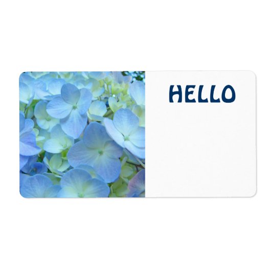 Étiquettes de nom HELLO autocollants Fleurs bleues (Devant)