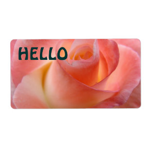 Étiquettes de nom HELLO Fleurs de rose rose