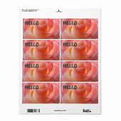 Étiquettes de nom HELLO Fleurs de rose rose (Feuille entière)