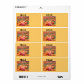 Étiquettes de nom HELLO Fleurs de Tulipe Conférenc (Feuille entière)