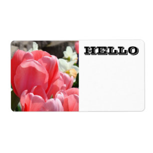 Étiquettes de nom HELLO Fleurs de Tulipe Roses