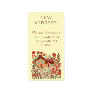 Étiquettes de nouvelle adresse de maison Fleurs de