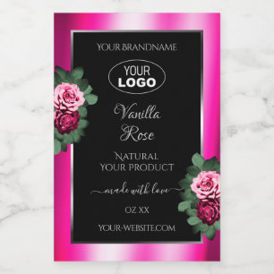 Étiquettes de packaging de produit Logo Roses Noir