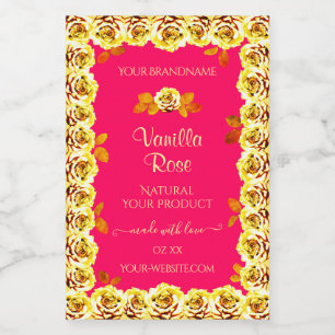 Étiquettes de packaging de produit rose floral Ros