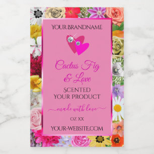 Étiquettes de paquet de produit floral rose coloré