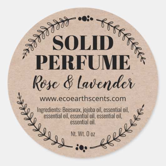 Étiquettes de parfum solides Kraft faites maison (Devant)