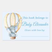 Étiquettes de plaque de livre Éléphant Bébé Bleu A (Devant)