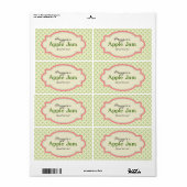 Étiquettes de pot de confiture rose verte (Feuille entière)