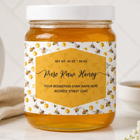 Étiquettes de pot de miel à motif d'abeille