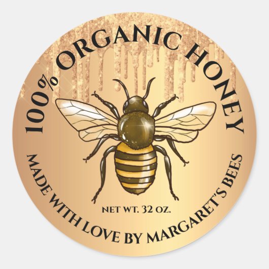 Étiquettes de pot de miel Abeille à miel Nid d'abe (Devant)