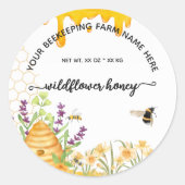 Étiquettes de pot de miel de fleurs sauvages | Ruc (Devant)