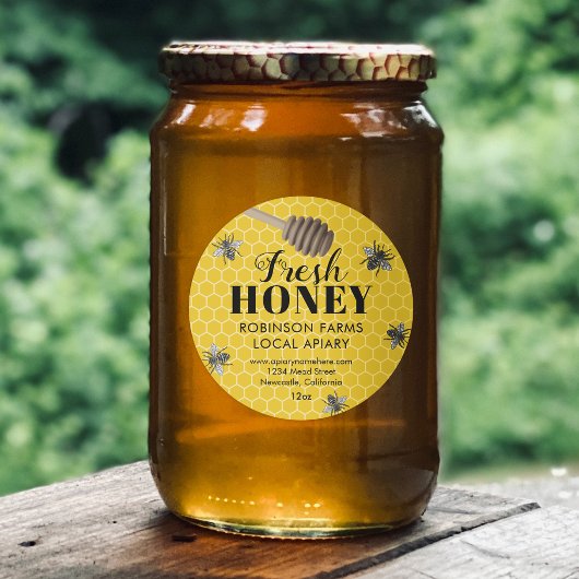 Étiquettes de pot de miel frais | Abeille à miel
