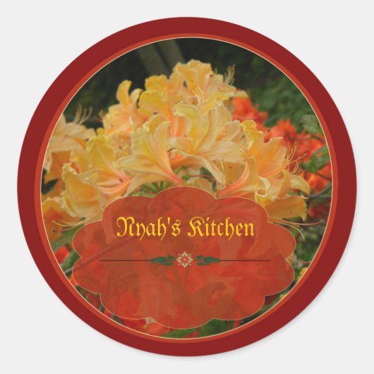 Étiquettes de pot d'épices à fleurs rouge et or (Devant)