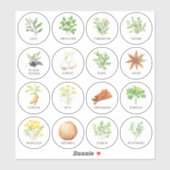 Étiquettes de pots d'aquarelle et d'épices (Feuille)