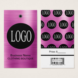 Étiquettes de prix avec code-barres et logo violet