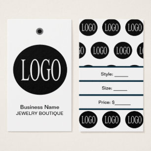 Étiquettes de prix de logo noir et blanc pour bijo