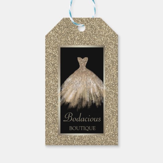 Étiquettes de prix de robe à paillettes dorées mod (Devant)