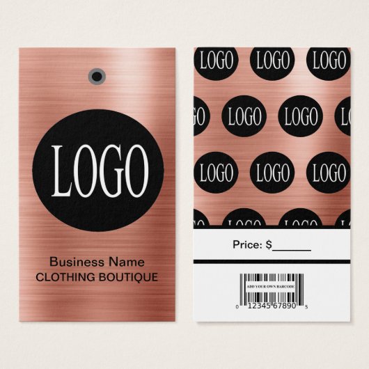 Étiquettes de prix Logo Or Rose avec Code-Barres (Devant & derrière)