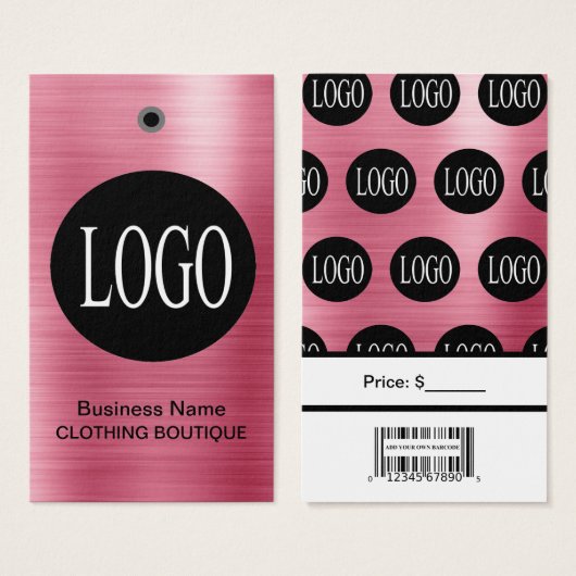 Étiquettes de prix Logo Or Rose Clair avec Code-Ba (Devant & derrière)