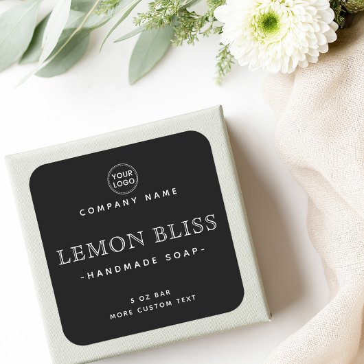 Étiquettes de produit carré noir élégant