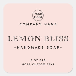 Étiquettes de produit carré rose pâle et élégant