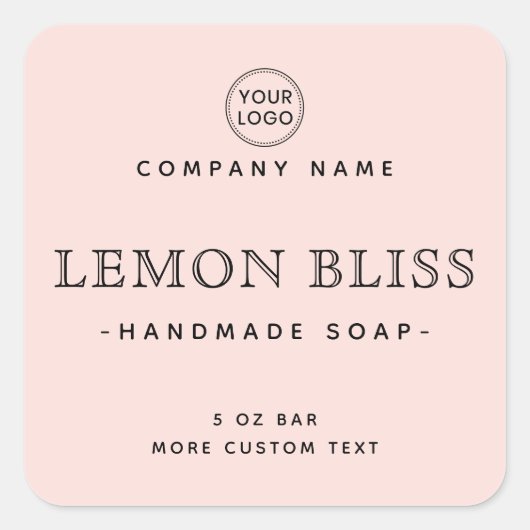 Étiquettes de produit carré rose pâle et élégant (Devant)