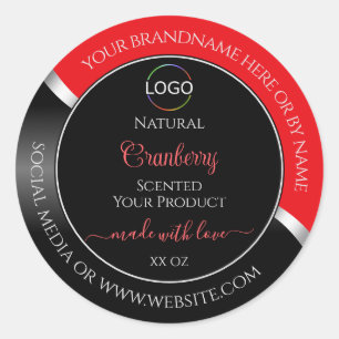 Étiquettes de produit du logo en argent rouge noir
