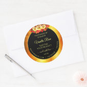 Étiquettes de produit en marbre orange noir Fleurs (Enveloppe)