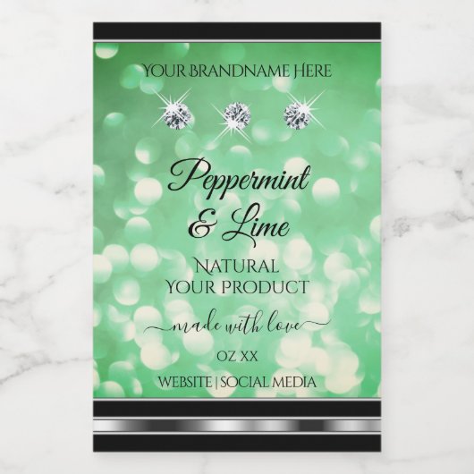 Étiquettes de produit en paillettes vertes avec di (Étiquettes simples)