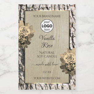 Étiquettes de produit Grain Écorce d'arbre Roses F