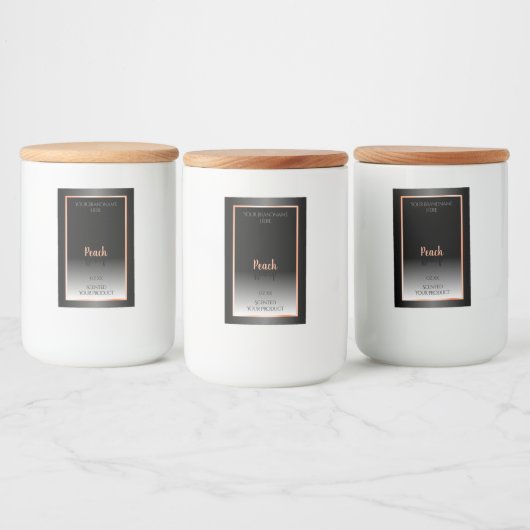 Étiquettes de produit noir et blanc élégant Peach (Bouteilles)