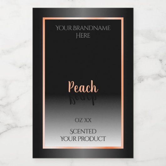 Étiquettes de produit noir et blanc élégant Peach  (Étiquettes simples)