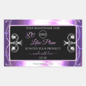 Étiquettes de produit noir violet brillant avec lo (Devant)