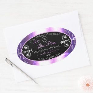 Étiquettes de produit noir violet brillant avec lo