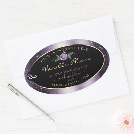 Étiquettes de produit noir violet Parties scintill (Enveloppe)