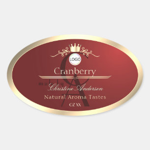 Étiquettes de produit Rouge Vin Logo Cadre Or Mono