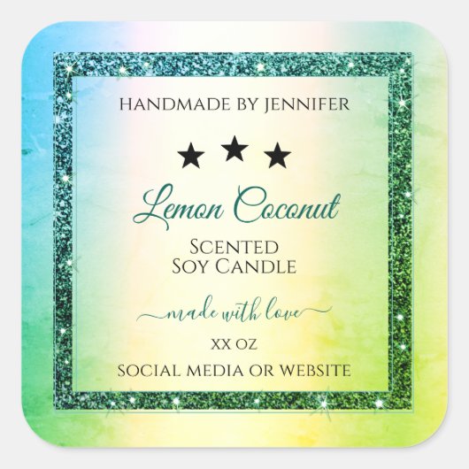 Étiquettes de produit turquoise de Parties scintil (Devant)