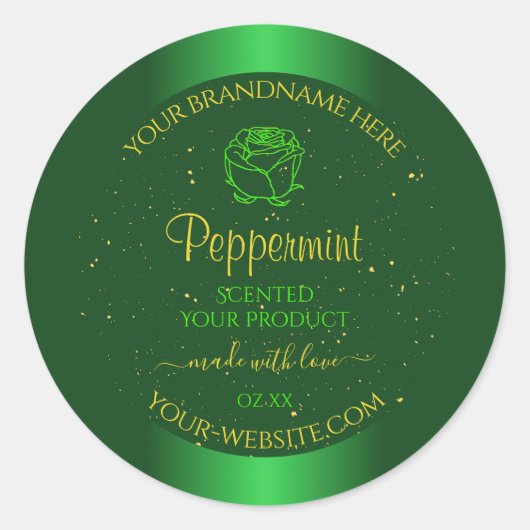 Étiquettes de produit vert chatoyant Fleur Parties (Devant)