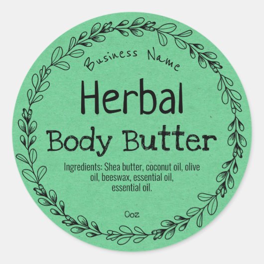 Étiquettes de produits à base de plantes vertes (Devant)