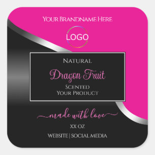 Étiquettes de produits Black Wavy et Logo rose cha