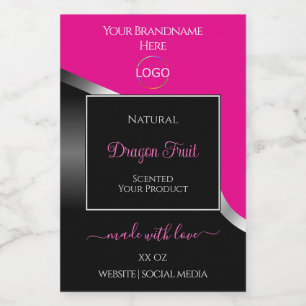 Étiquettes de produits Black Wavy et Logo rose cha
