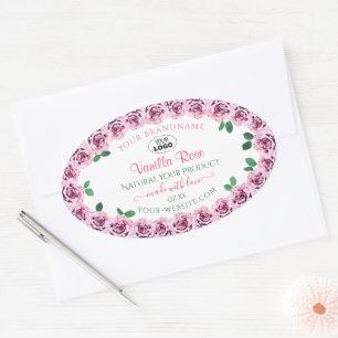 Étiquettes de produits blancs Rose en fleurs roses