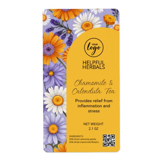 Étiquettes De Produits De Thé Calendula Et Chamomi (Devant)